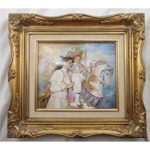 Franklin Mint Sandra Kuck “Memories” Framed Porcelain Art 16x14 Vintage